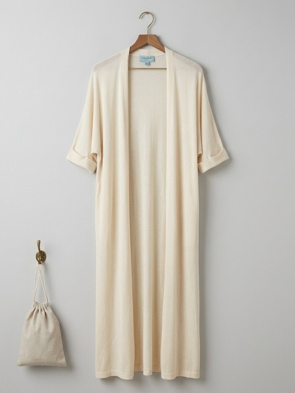Voyageur by Mersea Women's Cream Open Front Duster Cardigan Maxi Knit Size L/XL